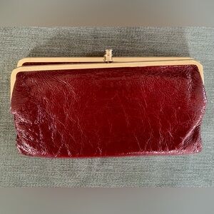 HOBO International Burgundy Clutch Wallet with Gold Frame